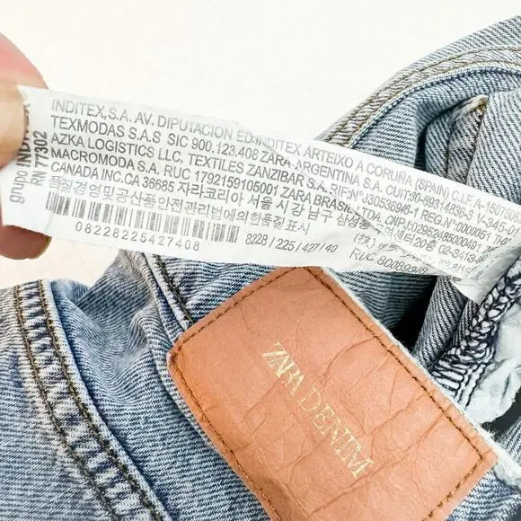 Zara Straight Leg Vintage Wash Denim Jeans Size 8 - Picture 6 of 7